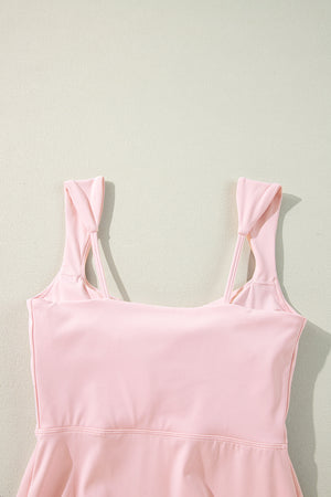 Light Pink U Neck Sleeveless Side Slit Sports Mini Dress
