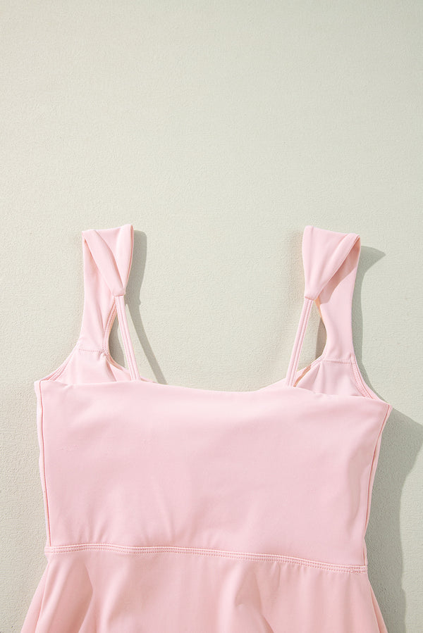 Light Pink U Neck Sleeveless Side Slit Sports Mini Dress