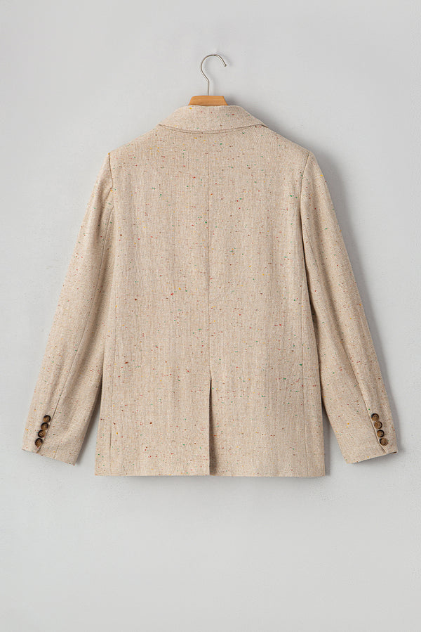 Oatmeal Single Breasted Elegant Suit Jacket
