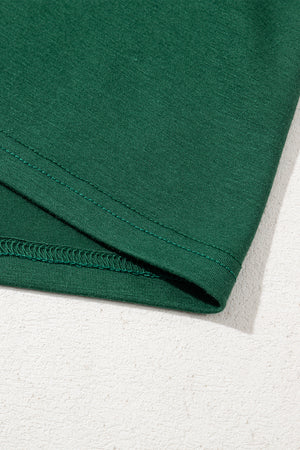 Blackish Green Contrast Lace Raglan Sleeve Pleated Detail Shift Dress