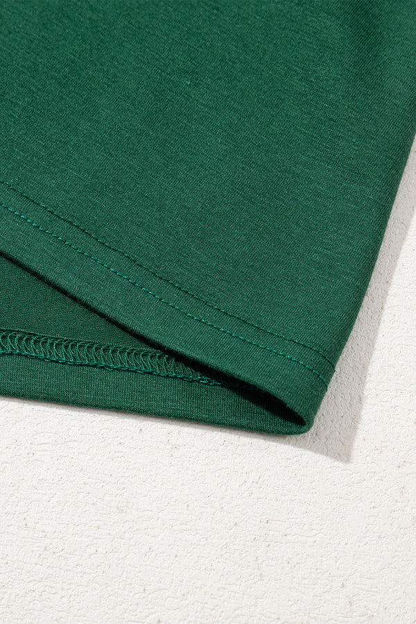 Blackish Green Contrast Lace Raglan Sleeve Pleated Detail Shift Dress
