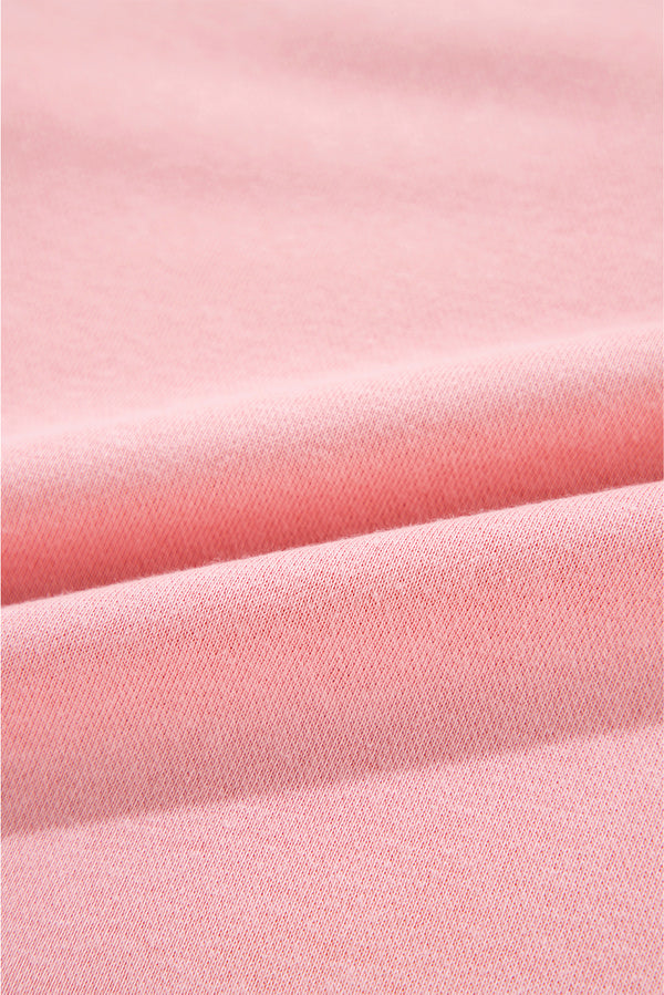 Pink Solid Classic Crewneck Pullover Sweatshirt