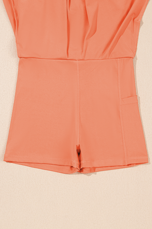 Grapefruit Orange Spaghetti Straps U Neck Pocketed Active Dress