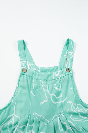 Moonlight Jade Printed Bib Wide Leg Overall