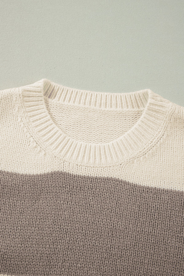 Simply Taupe Colorblock Loose Pullover Sweater