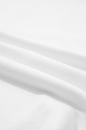 White Textured Raw Seam Plus Size Pullover Top and Drawstring Pants Set