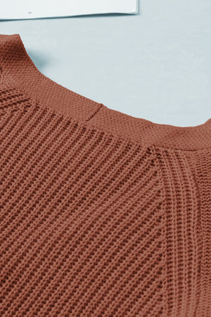 Red Bishop Sleeve Button V Neck Cardigan Sweater