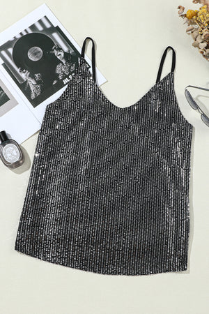 Gray Sequin Tank Top