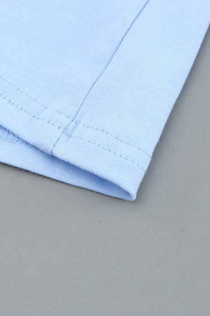 White/Black/Blue/Green Hollow Out Ruffle Sleeve T-shirt