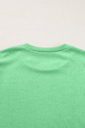 Light Green Contrast Ricrac Floral Sleeve Top
