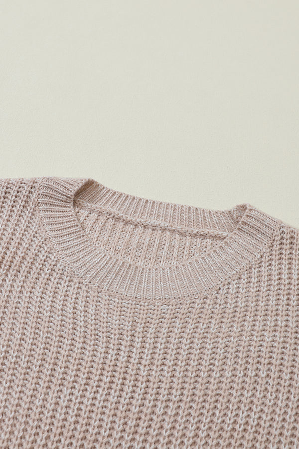 Parchment Cable Knit Sleeve Drop Shoulder Sweater
