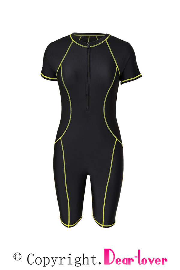 Black Seam Contoured Zip Front Wetsuit