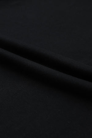 Black Button Up High Waist Long Sleeve Dress