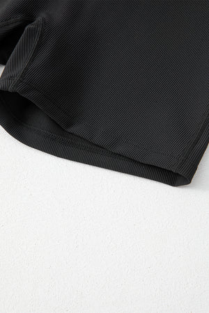 Black Back Cross Waistband Yoga Shorts