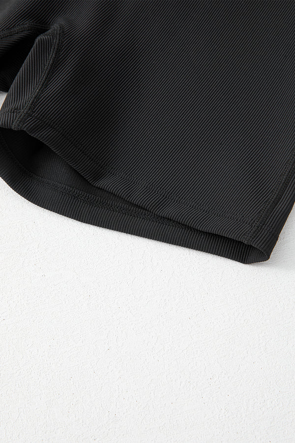 Black Back Cross Waistband Yoga Shorts