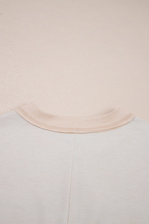 Beige Half Placket Chest Pockets Short Sleeve Wide Leg Jumpsuit