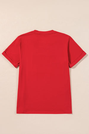Red Merry Christmas Graphic Crewneck T Shirt