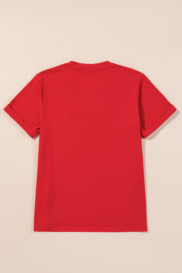 Red Merry Christmas Graphic Crewneck T Shirt