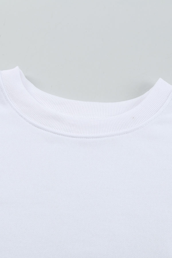 White Plain Crew Neck Pullover Sweatshirt