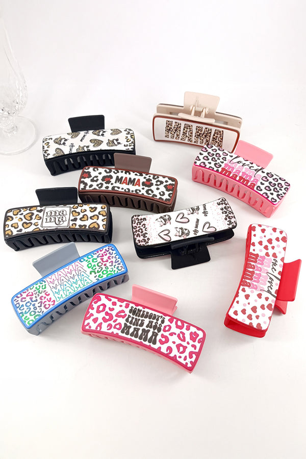 Sachet Pink Loved Mama Heart Print Large Hair Claw Clip