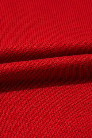 Racing Red Merry Graphic Sequin Sleeves Christmas Turtleneck Sweater