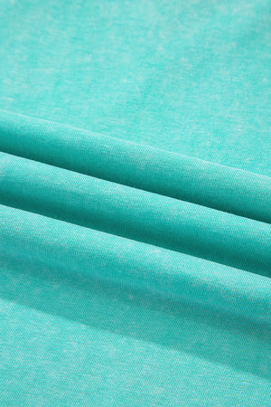 Mint Green Acid Wash Star Patched Rolled Trim Pants Set