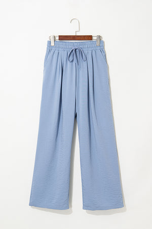 Myosotis Drawstring Elastic Waistband Pleated Loose Pants
