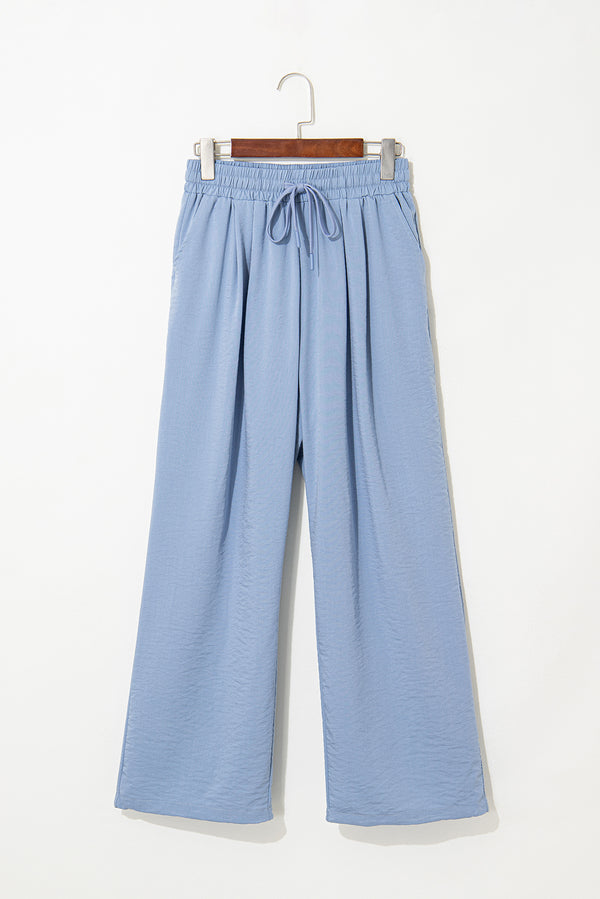 Myosotis Drawstring Elastic Waistband Pleated Loose Pants