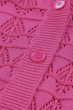 Rose Lightweight Buttoned Front Crochet Cardigan