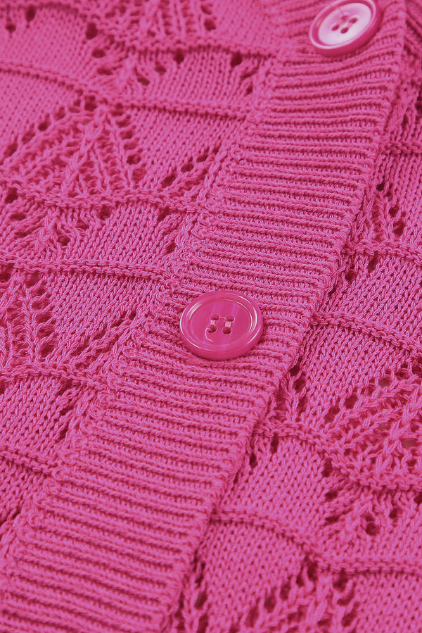 Rose Lightweight Buttoned Front Crochet Cardigan