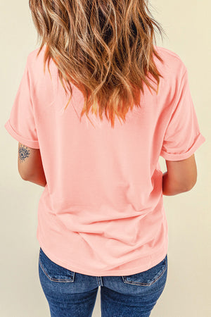 Pink Stars and Stripes Bow Knot Crew Neck T Shirt