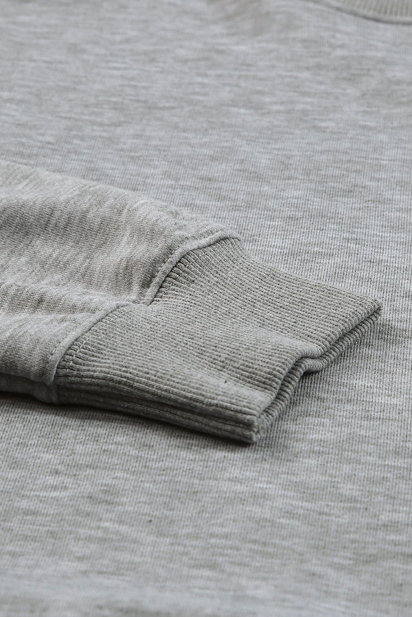 Gray Plain Crew Neck Pullover Sweatshirt
