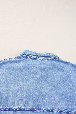 Light Blue Loose Medium Wash Short Sleeve Shirt Chambray Dress