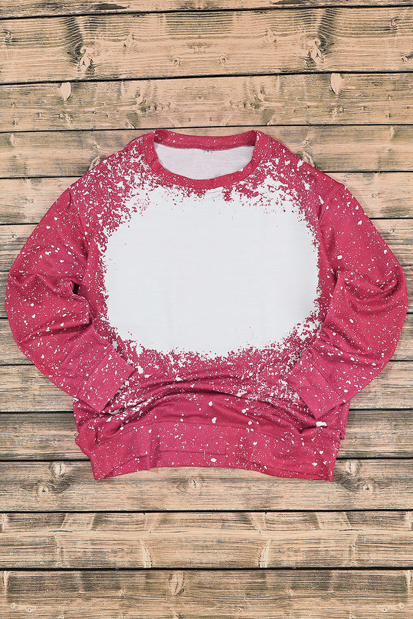 Fiery Red Tie-dyed Crew Neck Pullover Sweatshirt