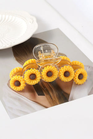 Jurassic Gold Sunflower Decor Plastic Resin Claw Clip