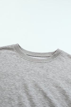 Gray Plain Crew Neck Pullover Sweatshirt