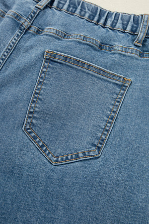 Dusk Blue Medium Wash Super Wide Leg Denim Pants