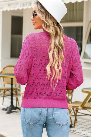 Rose Lightweight Buttoned Front Crochet Cardigan
