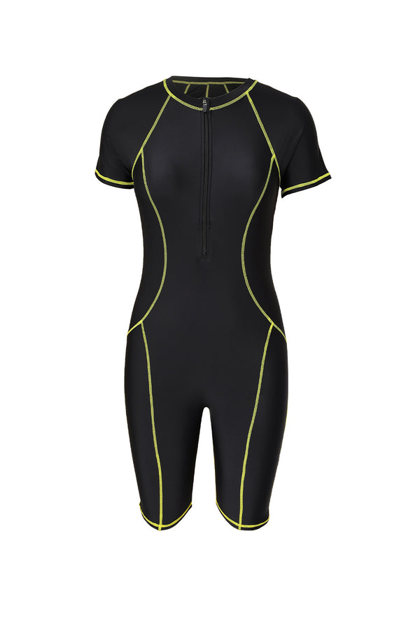 Black Seam Contoured Zip Front Wetsuit