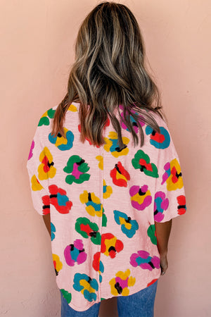 Pink Leopard Drop Shoulder Oversize Tee