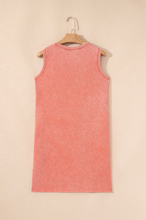 Flamingo Mineral Wash Tank Mini Dress with Pockets