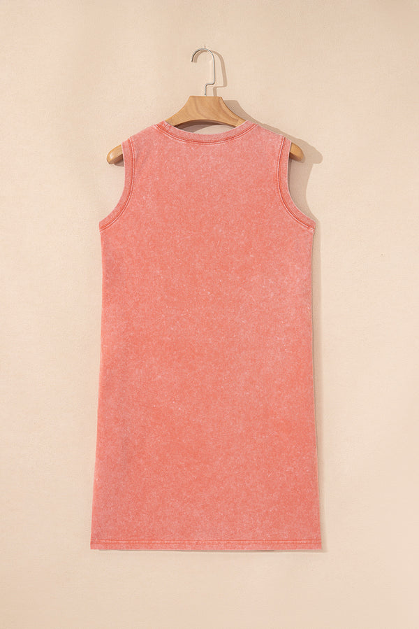 Flamingo Mineral Wash Tank Mini Dress with Pockets