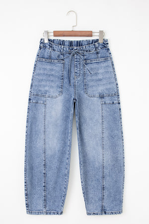 Myosotis Large Patch Pocket Drawstring Paperbag Waist Barrel Jeans
