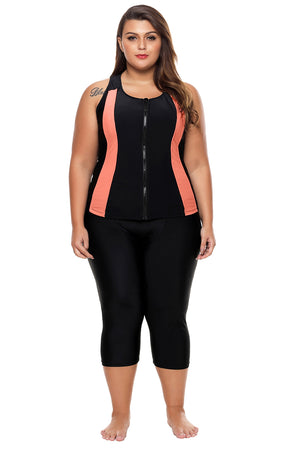 Contrast Orange Accent Black Zipped Women Wetsuit