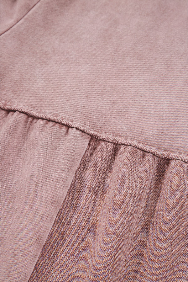 Careys Mineral Wash Tiered Wide Leg Patchwork Drawstring Pants