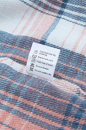 Pink Plaid Flap Pockets Shacket