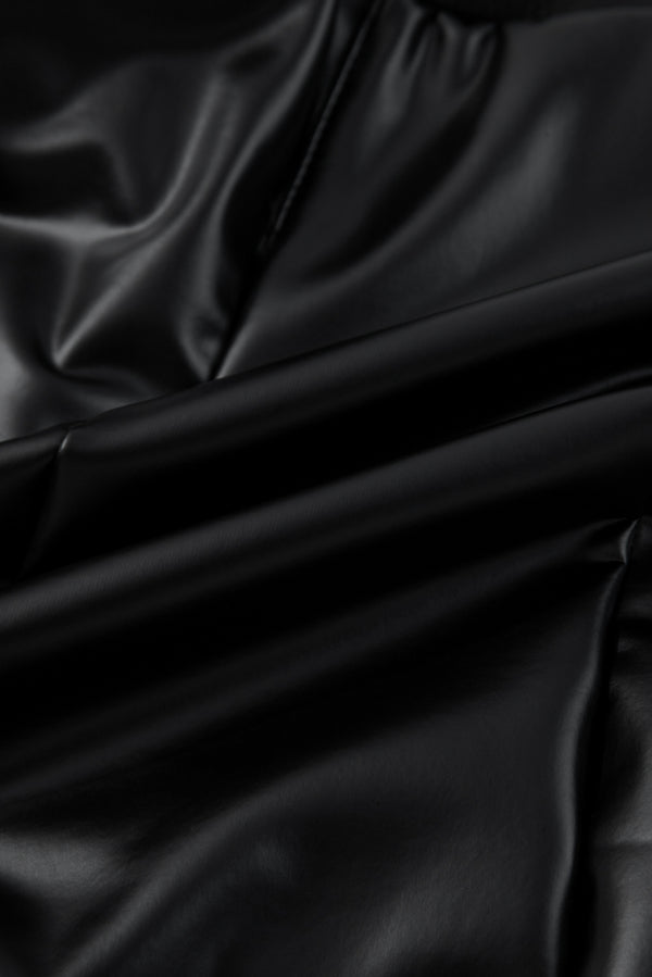 Black Faux Leather Seamed Leg High Waist Leggings