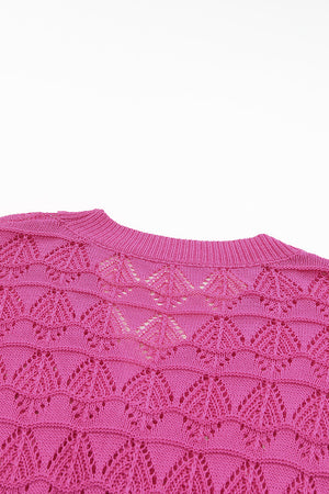 Rose Lightweight Buttoned Front Crochet Cardigan