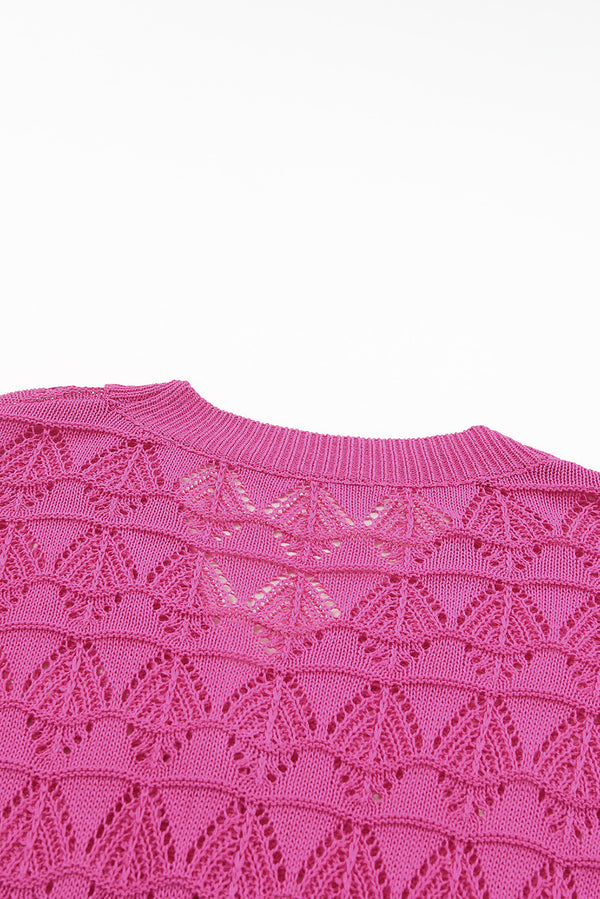 Rose Lightweight Buttoned Front Crochet Cardigan