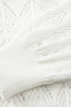 White Lightweight Buttoned Front Crochet Cardigan
